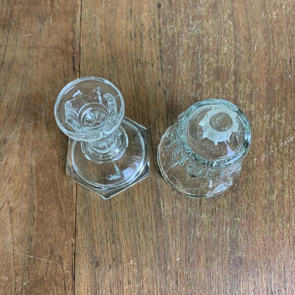 Homco 2 Piece Clear Glass Crystal Candle Votive Holder 7" Tall Vintage 90s Decor - Picture 3 of 8